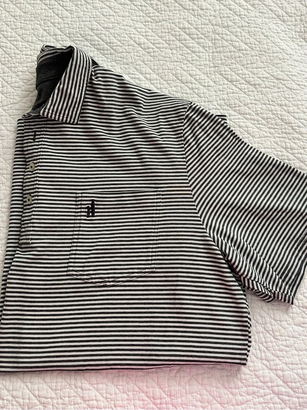 JOHNNIE-O Hangin’ Out Cotton Polo Shirt Gunmetal Striped Size XL Golf Preppy